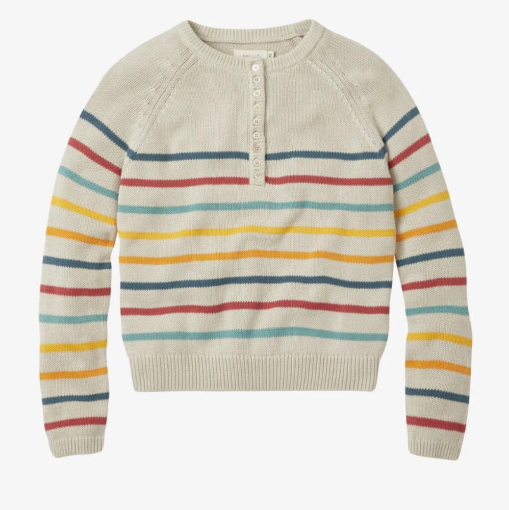 Cream Striped Crew Neck Sweater for Casual Style - Picture 2 of 10